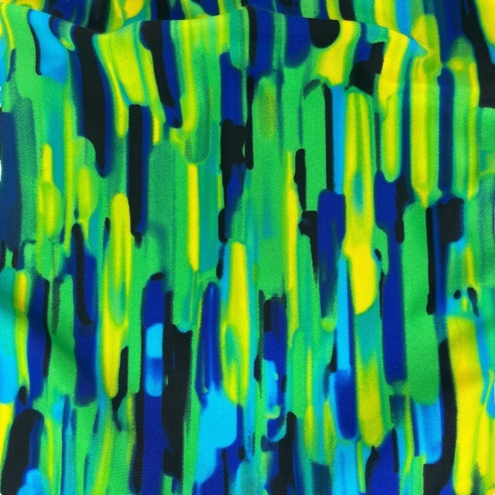 Speedo One Piece Swimsuit Women's Abstract Print Blue Green Yellow sz 12 - Picture 5 of 5